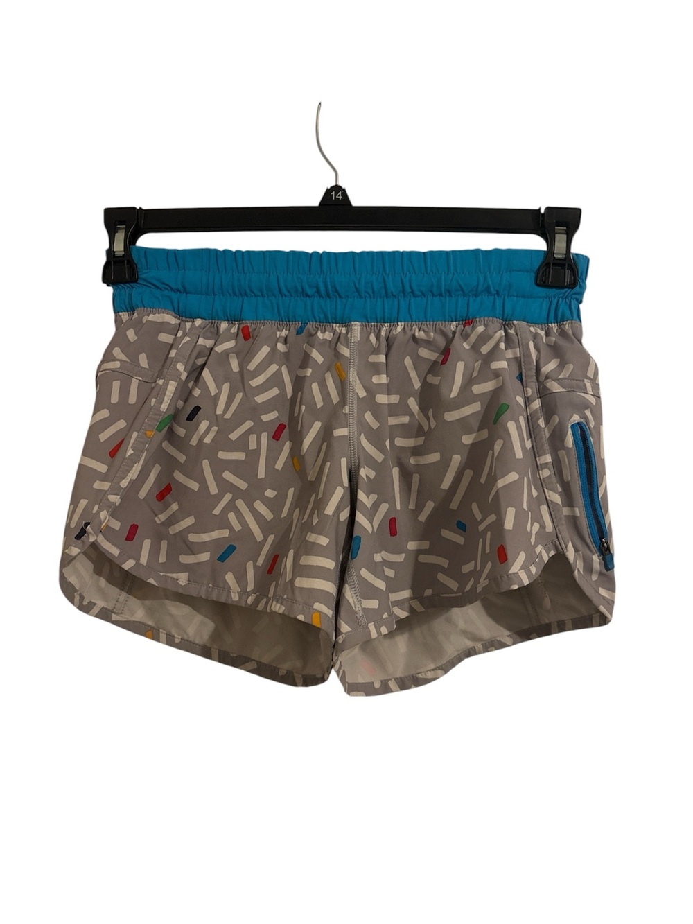 Women's Gray Active Shorts with Teal Waistband